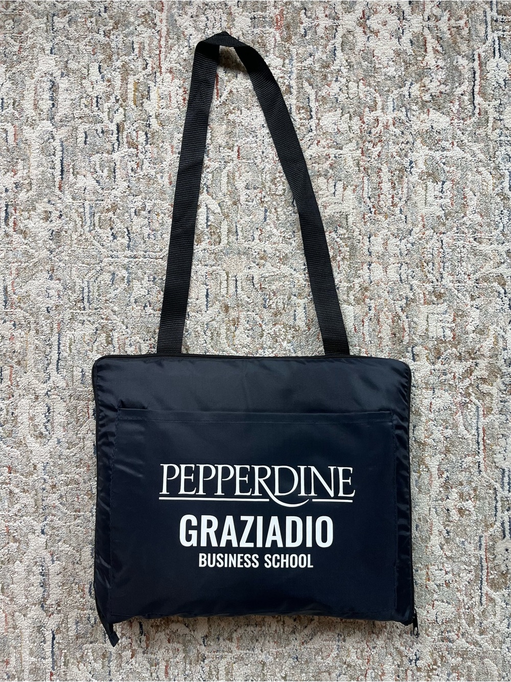 Pepperdine Graziadio Black Picnic Blanket Tote (New) - Appx. 43.5 in x 54.5 in